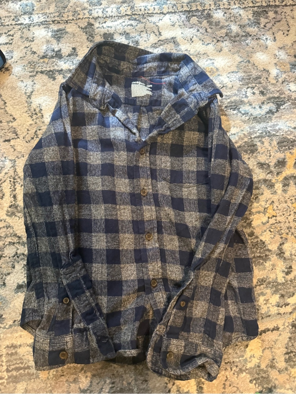 Cat & Jack Navy and Gray Plaid Button-Down Shirt